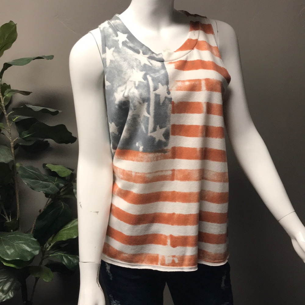 American Flag Sleeveless Sweatshirt Tank